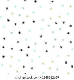 Light Green, Yellow vector seamless texture with colored snowflakes. Shining colorful illustration with snow in christmas style. Design for wallpaper, fabric makers.