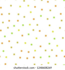 Light Green, Yellow vector seamless cover with beautiful snowflakes. Shining colorful illustration with snow in christmas style. Design for wallpaper, fabric makers.