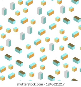Light Green, Yellow vector seamless, isometric backdrop with rhombus. Decorative design in abstract style with rectangles. Pattern for design of fabric, wallpapers.