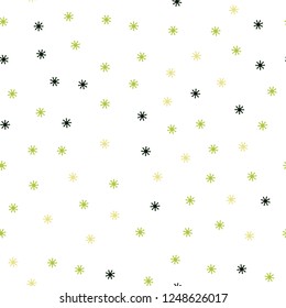 Light Green, Yellow vector seamless layout with bright snowflakes. Colorful decorative design in xmas style with snow. Design for wallpaper, fabric makers.