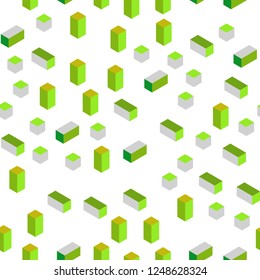 Light Green, Yellow vector seamless, isometric template with rhombus. Beautiful illustration with rectangles and squares. Template for business cards, websites.