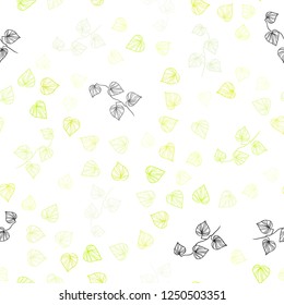 Light Green, Yellow vector seamless abstract background with leaves. Colorful abstract illustration with leaves in doodle style. Pattern for design of window blinds, curtains.