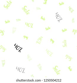 Light Green, Yellow vector seamless layout with discount of 40%. Abstract illustration with colorful gradient symbols of sales. Backdrop for mega promotions, discounts.