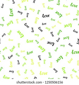 Light Green, Yellow vector seamless backdrop with phrase LOVE YOU. Decorative design in doodle style with text LOVE YOU. Design for wallpaper, fabric makers.