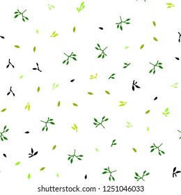 Light Green, Yellow vector seamless elegant pattern with leaves. A vague abstract illustration with leaves in doodles style. Trendy design for wallpaper, fabric makers.