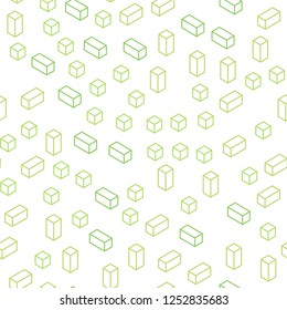 Light Green, Yellow vector seamless, isometric template with rhombus. Decorative design in abstract style with rectangles. Texture for window blinds, curtains.