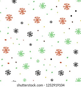 Light Green, Yellow vector seamless pattern with christmas snowflakes. Colorful snowflakes with gradient on abstract background. Design for textile, fabric, wallpapers.
