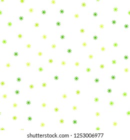 Light Green, Yellow vector seamless background with xmas snowflakes. Colorful snowflakes with gradient on abstract background. Design for wallpaper, fabric makers.