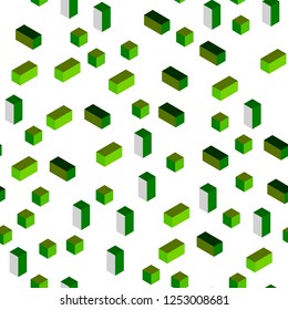 Light Green, Yellow vector seamless, isometric layout with lines, rectangles. Modern abstract illustration with colorful rectangles. Pattern for design of fabric, wallpapers.
