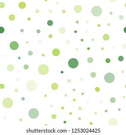 Light Green, Yellow vector seamless backdrop with dots. Blurred decorative design in abstract style with bubbles. Pattern for design of window blinds, curtains.