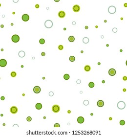 Light Green, Yellow vector seamless pattern with spheres. Blurred decorative design in abstract style with bubbles. Design for textile, fabric, wallpapers.