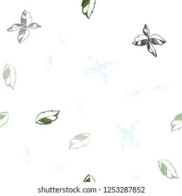 Light Green, Yellow vector seamless elegant template with leaves. leaves on elegant natural pattern with gradient. Template for business cards, websites.