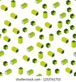 Light Green, Yellow vector seamless, isometric background with rectangles. Decorative design in abstract style with rectangles. Pattern for trendy fabric, wallpapers.
