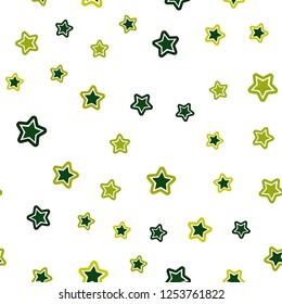 Light Green, Yellow vector seamless pattern with christmas stars. Blurred decorative design in simple style with stars. Pattern for trendy fabric, wallpapers.