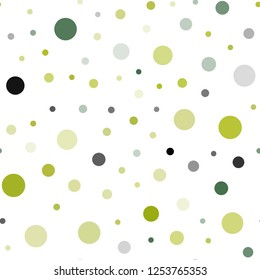 Light Green, Yellow vector seamless template with circles. Glitter abstract illustration with blurred drops of rain. Pattern for trendy fabric, wallpapers.