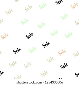 Light Green, Yellow vector seamless background with words of sales. Colorful set of  percentage signs in simple style. Design for business ads, commercials.