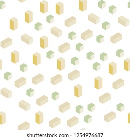 Light Green, Yellow vector seamless, isometric pattern in square style. Glitter abstract illustration with rectangular shapes. Texture for window blinds, curtains.