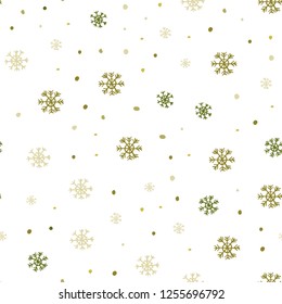 Light Green, Yellow vector seamless pattern with christmas snowflakes. Shining colorful illustration with snow on abstract template. Trendy design for wallpaper, fabric makers.