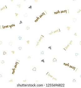 Light Green, Yellow vector seamless background with hearts. Illustration with hearts in love concept for valentine's day. Design for ad, poster, banner of Valentine Day.