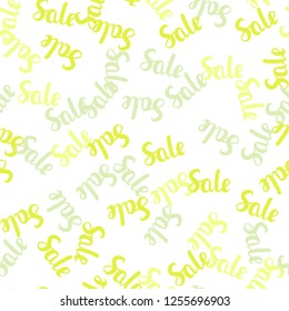Light Green, Yellow vector seamless texture with selling prices 70, 90 %. Gradient illustration with discount signs on white backdrop. Design for business ads, commercials.