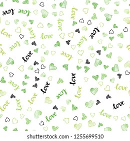 Light Green, Yellow vector seamless backdrop with phrase LOVE YOU, hearts. Colorful illustration with quote LOVE YOU, hearts. Design for wallpaper, fabric makers.