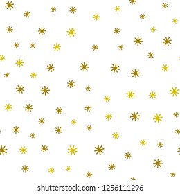 Light Green, Yellow vector seamless pattern with christmas snowflakes. Shining colorful illustration with snow in christmas style. Design for textile, fabric, wallpapers.