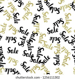 Light Green, Yellow vector seamless pattern with 70, 90 percentage signs. Colored words of sales with gradient on white background. Pattern for ads, posters, banners of sales.