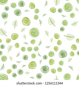 Light Green, Yellow vector seamless abstract background with leaves and flowers. Colorful illustration in doodle style with leaves, flowers. Pattern for trendy fabric, wallpapers.