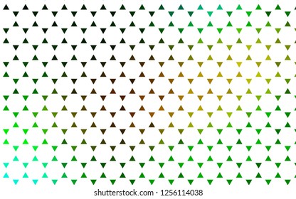 Light Green, Yellow vector seamless backdrop with lines, triangles. Illustration with set of colorful triangles. Pattern for design of window blinds, curtains.