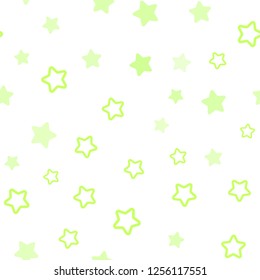 Light Green, Yellow vector seamless texture with beautiful stars. Decorative shining illustration with stars on abstract template. Design for wallpaper, fabric makers.