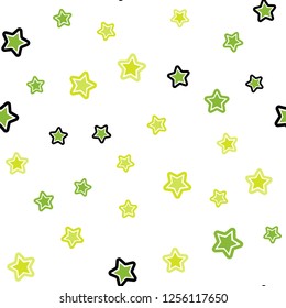 Light Green, Yellow vector seamless layout with bright stars. Modern geometrical abstract illustration with stars. Pattern for design of fabric, wallpapers.