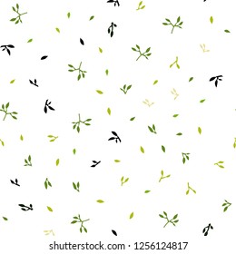 Light Green, Yellow vector seamless abstract background with leaves. Shining colored illustration with leaves in doodle style. Design for textile, fabric, wallpapers.