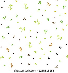 Light Green, Yellow vector seamless natural artwork with leaves. Blurred decorative design in Indian style with leaves. Design for textile, fabric, wallpapers.