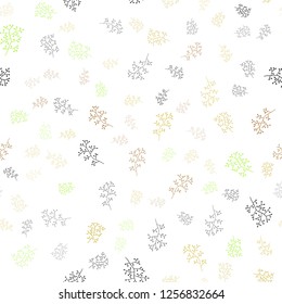Light Green, Yellow vector seamless abstract background with leaves, branches. Leaves, branches in natural style on white background. Pattern for trendy fabric, wallpapers.