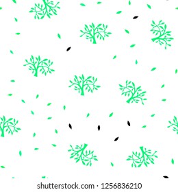 Light Green, Yellow vector seamless abstract background with leaves, branches. Abstract illustration with leaves, branches in doodles style. Pattern for design of fabric, wallpapers.