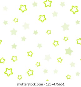 Light Green, Yellow vector seamless cover with small and big stars. Modern geometrical abstract illustration with stars. Pattern for design of fabric, wallpapers.
