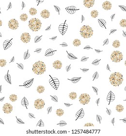Light Green, Yellow vector seamless abstract design with leaves, flowers. Illustration with doodles on abstract template. Pattern for trendy fabric, wallpapers.