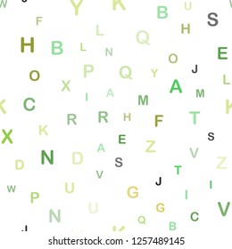 Light Green, Yellow vector seamless template with isolated letters. Modern geometrical illustration with ABC english symbols. Texture for window blinds, curtains.