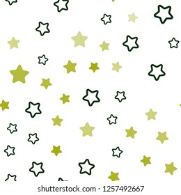 Light Green, Yellow vector seamless layout with bright stars. Blurred decorative design in simple style with stars. Design for wallpaper, fabric makers.