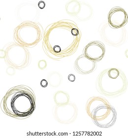 Light Green, Yellow vector seamless backdrop with dots. Blurred decorative design in abstract style with bubbles. Design for wallpaper, fabric makers.