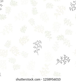 Light Green, Yellow vector seamless elegant pattern with branches. Doodle illustration of leaves and branches in Origami style. Texture for window blinds, curtains.