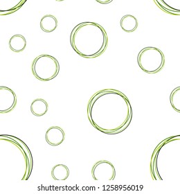 Light Green, Yellow vector seamless background with bubbles. Abstract illustration with colored bubbles in nature style. Pattern for trendy fabric, wallpapers.