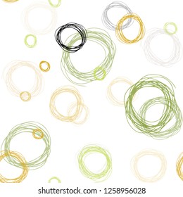 Light Green, Yellow vector seamless texture with disks. Illustration with set of shining colorful abstract circles. Design for wallpaper, fabric makers.
