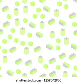 Light Green, Yellow vector seamless, isometric cover in polygonal style. Beautiful illustration with rectangles and squares. Pattern for design of fabric, wallpapers.