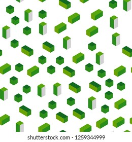 Light Green, Yellow vector seamless, isometric layout with lines, rectangles. Modern abstract illustration with colorful rectangles. Texture for window blinds, curtains.