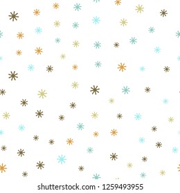 Light Green, Yellow vector seamless background with xmas snowflakes. Colorful snowflakes with gradient on abstract background. Texture for window blinds, curtains.