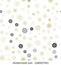 Light Green, Yellow vector seamless pattern with christmas snowflakes. Glitter abstract illustration with crystals of ice. Design for textile, fabric, wallpapers.