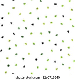 Light Green, Yellow vector seamless layout with bright snowflakes. Shining colorful illustration with snow in christmas style. Design for textile, fabric, wallpapers.