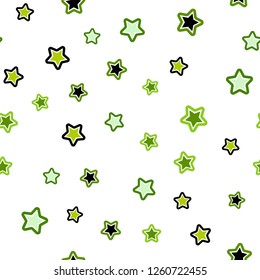 Light Green, Yellow vector seamless template with sky stars. Modern geometrical abstract illustration with stars. Pattern for trendy fabric, wallpapers.