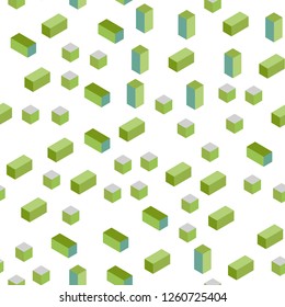 Light Green, Yellow vector seamless, isometric pattern in square style. Modern abstract illustration with colorful rectangles. Texture for window blinds, curtains.